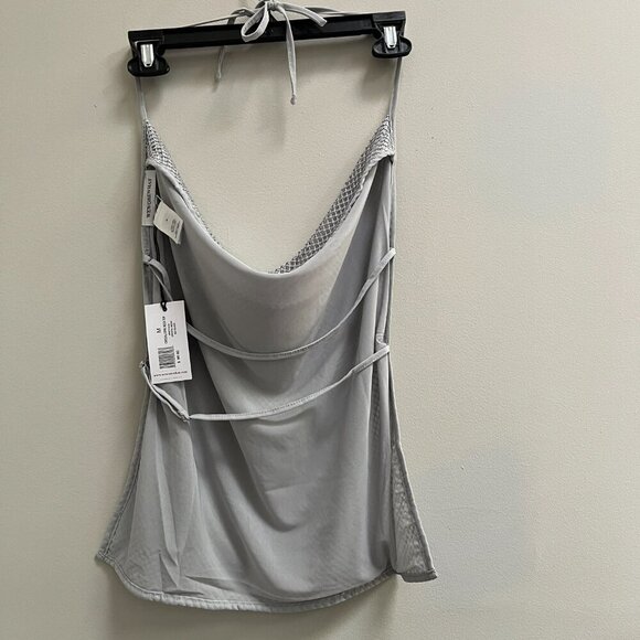 WEWOREWHAT Crystal Cowl Neck Top Crystal Mesh Silver Size M MSRP $98 NEW - Picture 8 of 10